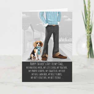 Schattige Beagle-hond en papa, grappige Vaderdag Feestdagen Kaart
