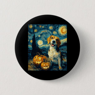 Schattige beagle Hond Halloween Jack O Lantern Pom Ronde Button 5,7 Cm