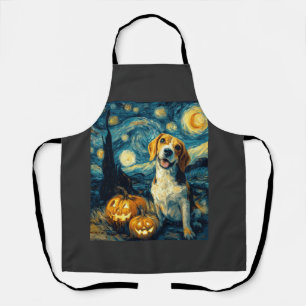 Schattige beagle Hond Halloween Jack O Lantern Pom Schort