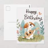 Schattige Beagle met een gitaar Gefeliciteerd met  Briefkaart (Voorkant / Achterkant)