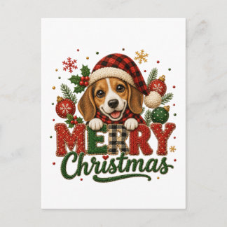 Schattige Beagle Prettig Kerstfeest Aankondigingskaart