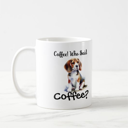 Schattige '' Beagle Pup  Brown personaliseren Koffiemok (Links)