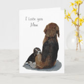 schattige beagle puppy bokkend mum dog kaart (Gele Bloem)