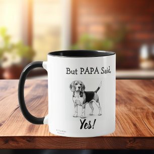 Schattige Beagle Zwart/Wit typografie Personalisee Extra Grote Beker