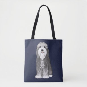 Schattige Bearded Collie Cartoon Dog Draagtas