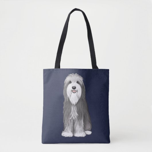Schattige Bearded Collie Cartoon Dog Draagtas (Voorkant)
