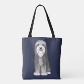 Schattige Bearded Collie Cartoon Dog Draagtas (Achterkant)