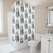 Schattige Bearded Collies Pattern Douchegordijn (In situ)