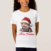 Schattige Bearded Dragon en Santa Hat T-shirt (Voorkant)