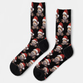 Schattige Bearded Dragon en Santa Hat Zwart Sokken (Links)
