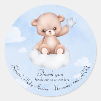 Schattige Bearly Baby shower Bedankt Classic Ronde Sticker