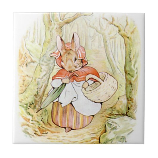 Schattige Beatrix Potter, mevrouw Konijn, aangepas Tegeltje (Voorkant)