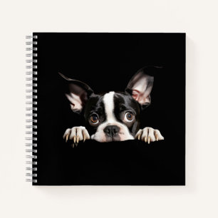 Schattige bedachtzame Boston Terrier Puppy Notitieboek