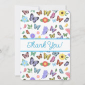 Schattige bedankje vlinders en bloemetjes bedankkaart (Voorkant)