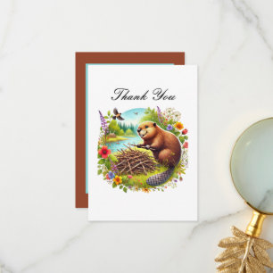 Schattige bedankt bever briefkaart