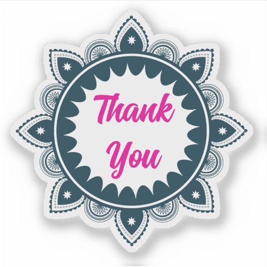 Schattige Bedankt bloemenmandala Sticker (Voorkant)