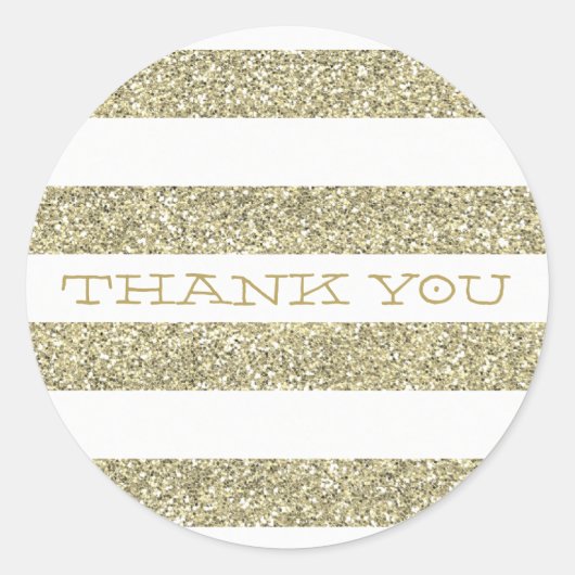 SCHATTIGE BEDANKT SEAL modern stripe glitter goud Ronde Sticker (Voorkant)