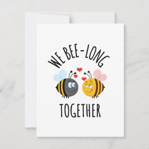 Schattige Bee Cartoon Love Pun Verloving Notitiekaartje