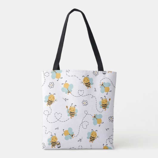 Schattige Bee Pattern Canvas tas - Speelse Honingb (Achterkant)