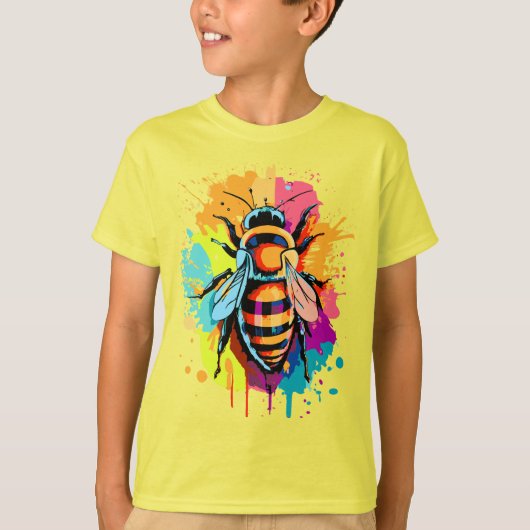 Schattige Bee T-shirt - geel honing bijen T-shirt (Voorkant)