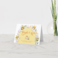 Schattige Bee Waterverf Baby shower Dank u kaart