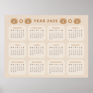 Schattige Beer 2025 Kalender Poster
