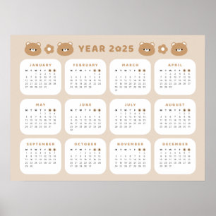 Schattige Beer 2025 Kalender Poster