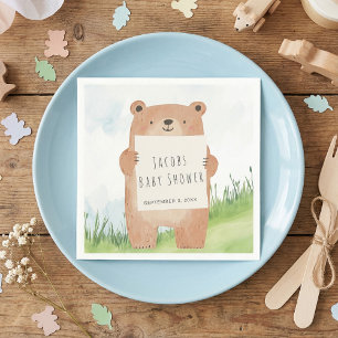 Schattige Beer Baby shower rustiek bos Servet