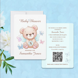 Schattige Beer Baby shower Uitnodiging met QR-code