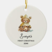 Schattige Beer Baby's eerste kerst Keramisch Ornament (Voorkant)