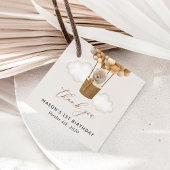 Schattige Beer, beige ballonnen, eerste verjaardag Bedankjes Labels