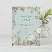 Schattige Beer Bloemen Baby shower Bedankkaart (Staand voorkant)
