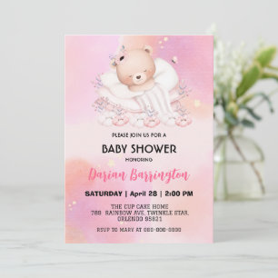 Schattige Beer Bloemenballon baby shower feest mei Kaart