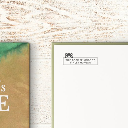 Schattige Beer Dit Boek Behoort Aan Naam Zelfinktende Stempel