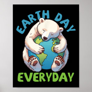 Schattige Beer Earth Day knuffelt de aarde elke da Poster