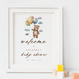 Schattige Beer en Pastel Balloons Baby shower Welk Poster