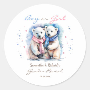 Schattige Beer Gender Reveal Dank u voor Sticker