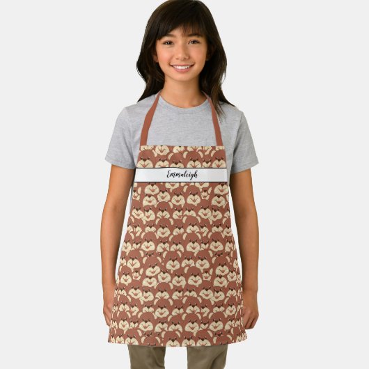 Schattige Beer Gezichtspatroon Monogram Schort (Insitu)