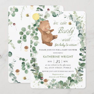 Schattige Beer Groen Genderneutraal Baby shower Kaart