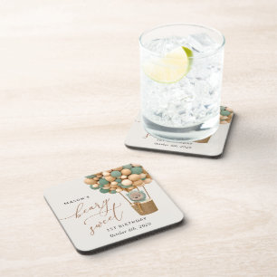 Schattige Beer, groene ballonnen, eerste verjaarda Bier Onderzetter