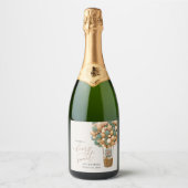 Schattige Beer, groene ballonnen, eerste verjaarda Sparkling Wijnetiket (Voorkant)