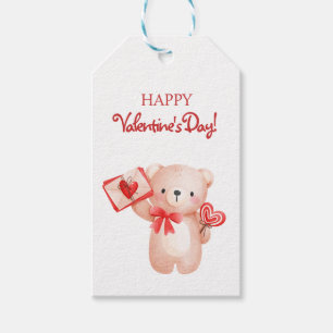 Schattige Beer Hart Gelukkige Valentijnsdag Cadeaulabel