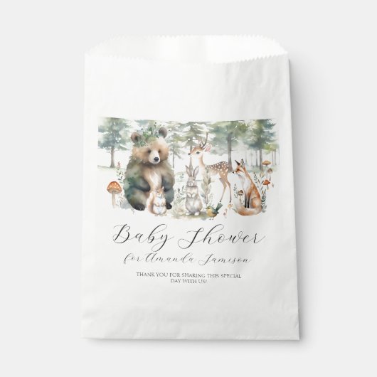 Schattige Beer Herten Eekhoorn Bos Dieren Baby sho Bedankzakje (Voorkant)