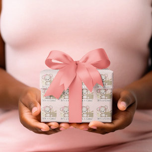 Schattige Beer Het is een meisje picknick blauw Ba Cadeaupapier