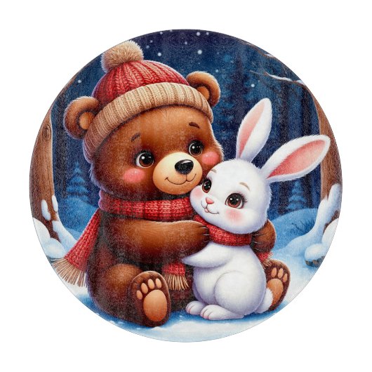 Schattige Beer Holding Bunny Snijplank (Voorkant)