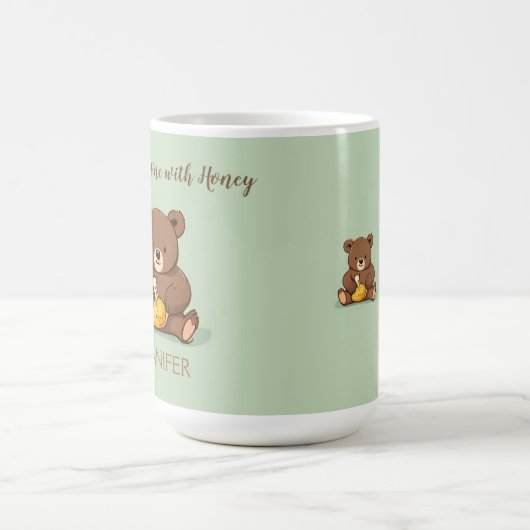 Schattige Beer Honey Jar Custom Coffee Mok (Center)