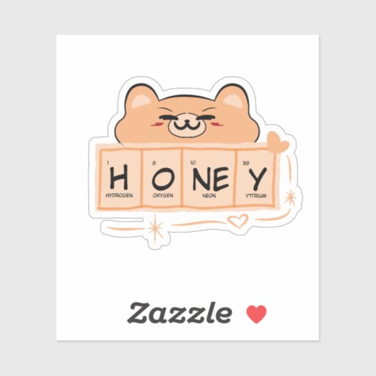 Schattige Beer "Honey" Vinyl Sticker (Vel)