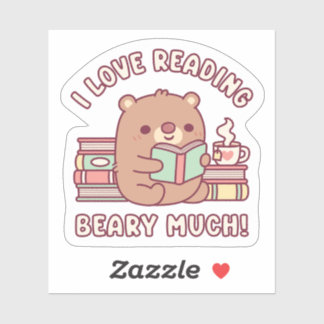 Schattige Beer Ik hou van lezen Beary Veel grappig Sticker