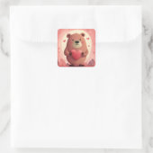 Schattige Beer in liefde Vierkante Sticker (Tas)