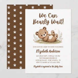 Schattige Beer Kan Haast Niet Wachten Baby shower Kaart